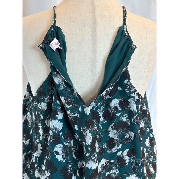 Beautiful Parker Summer Dress Green w/ Floral Print Stretch Waist w/ Tie M - Picture 7 of 8